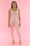 Basically Ribbed Jumpsuit - Pink